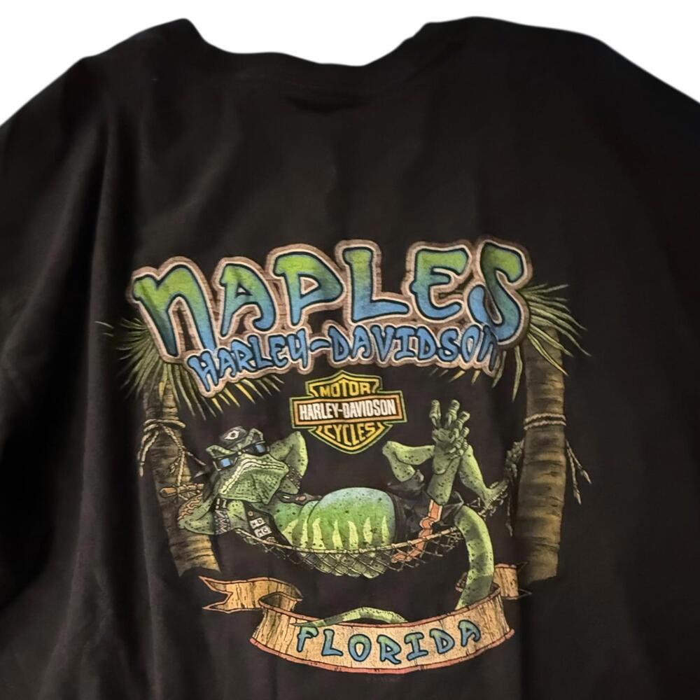 Vintage Harley-Davidson Naples Florida Black Lizard Graphic T-Shirt Size XL